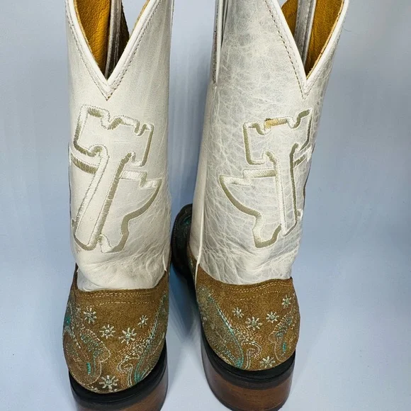 Tin Haul Turquoise and Brown Western Boots With Barrel Racer Image - Picture 4 of 4